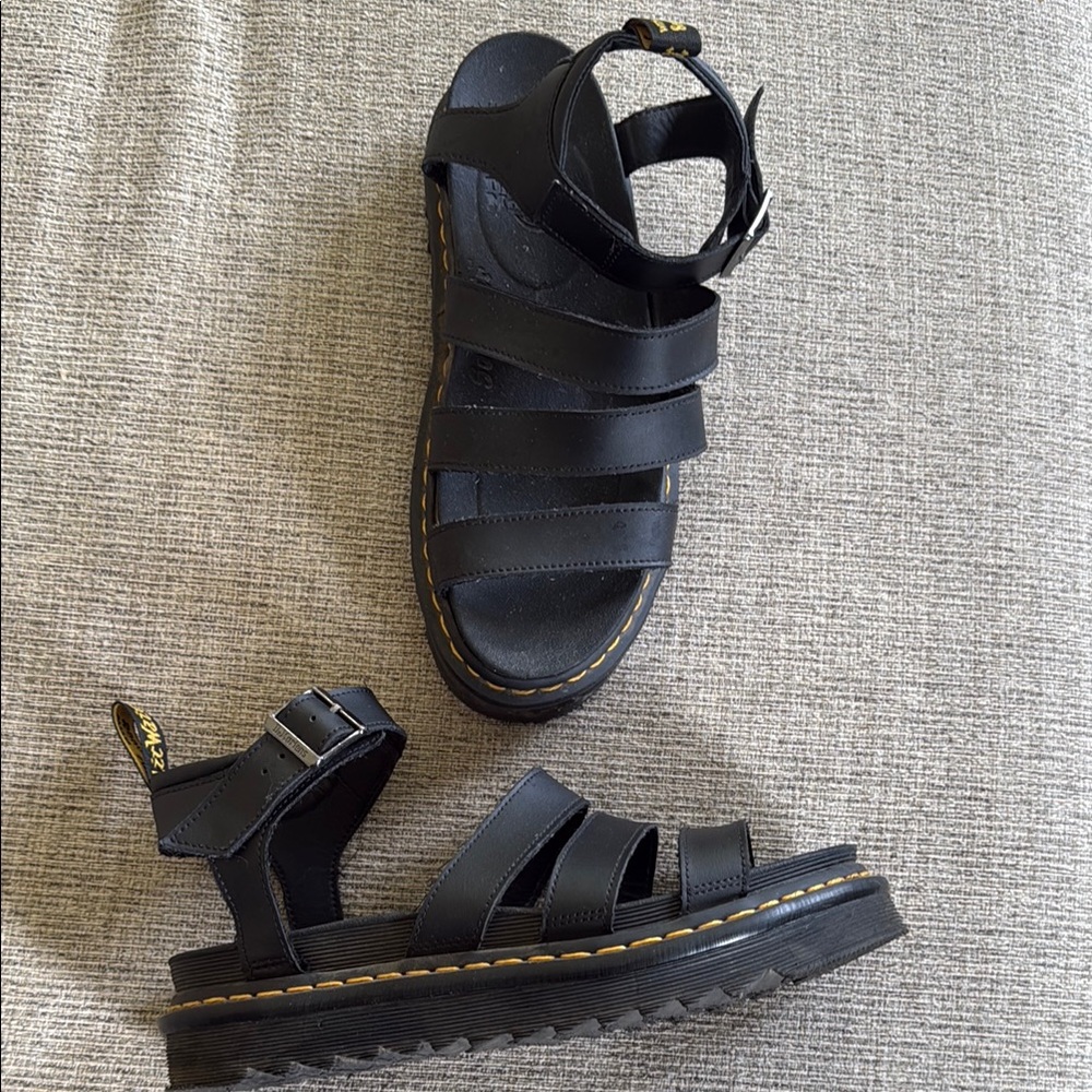 Dr. Martens Black Leather Strappy Sandals
